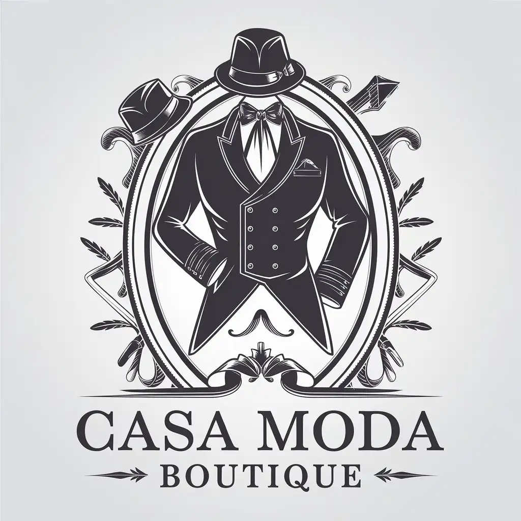 LOGO Design for CASA MODA BOUTIQUE Elegant and Modern Costume Homme Theme with Clear Background