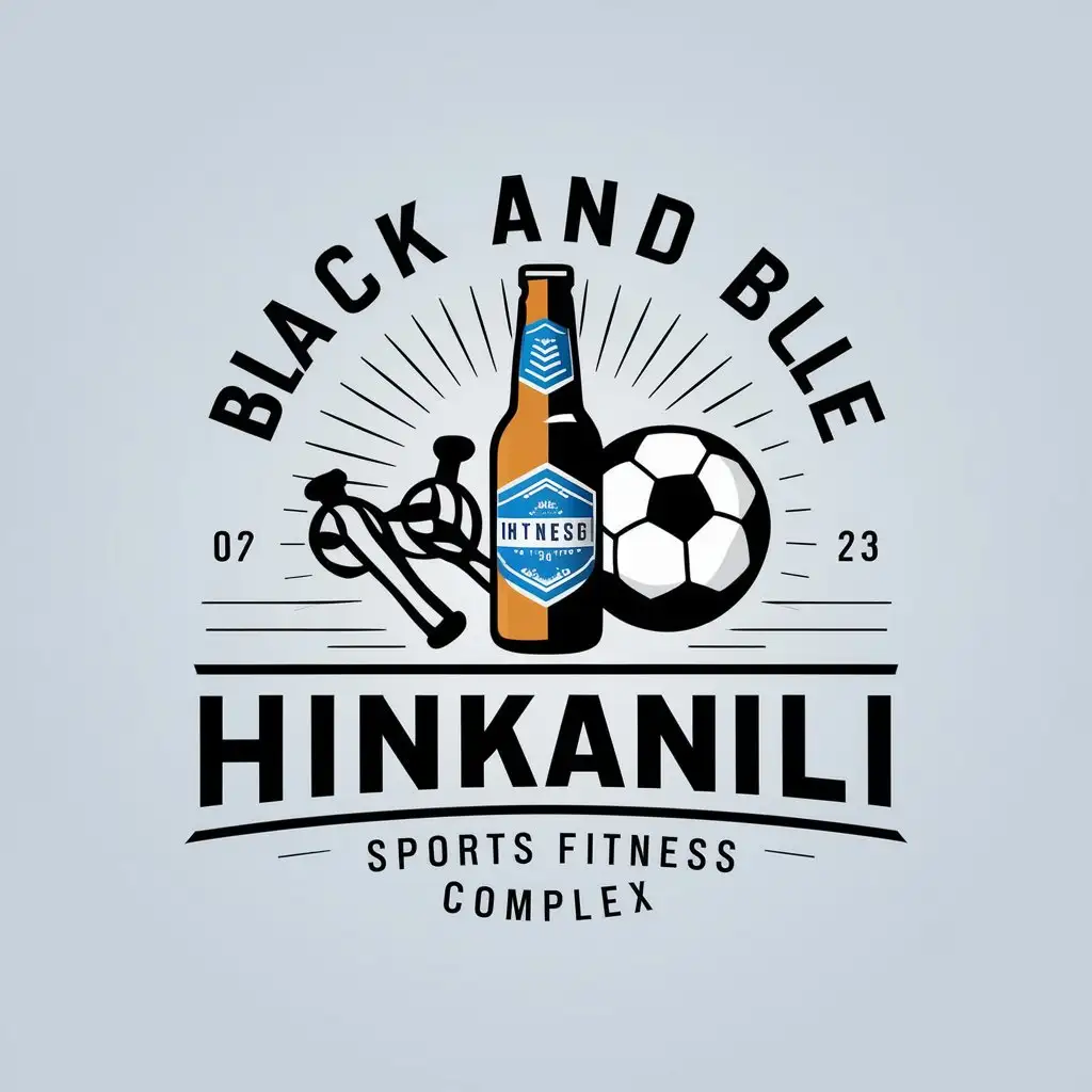 LOGO-Design-For-Black-and-Blue-Dynamic-Vector-Logo-Featuring-Beer-Bottle-and-Soccer-Ball-for-Sports-Fitness-Industry