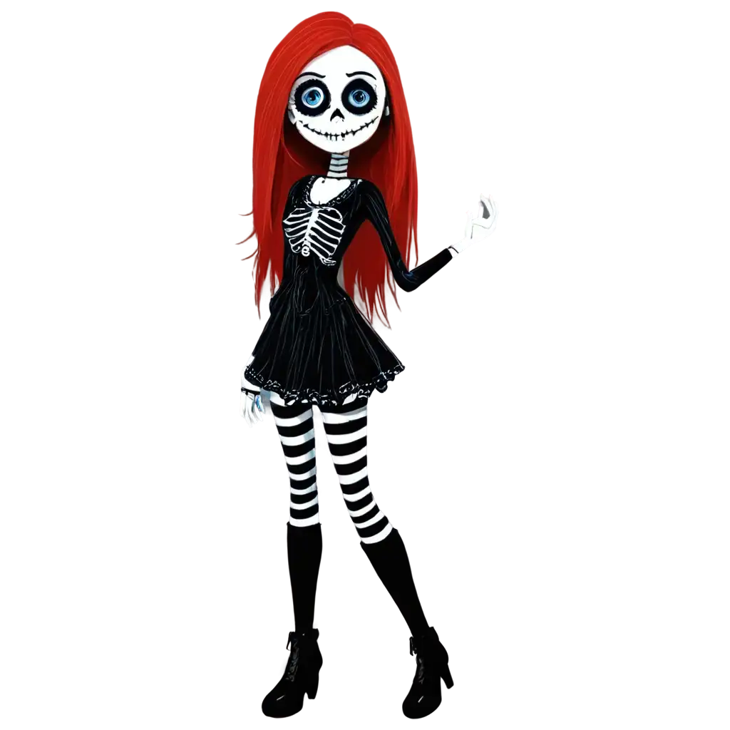 PNG-Image-Gothic-Girl-Character-with-Black-Clothing-and-Red-Blonde-Hair