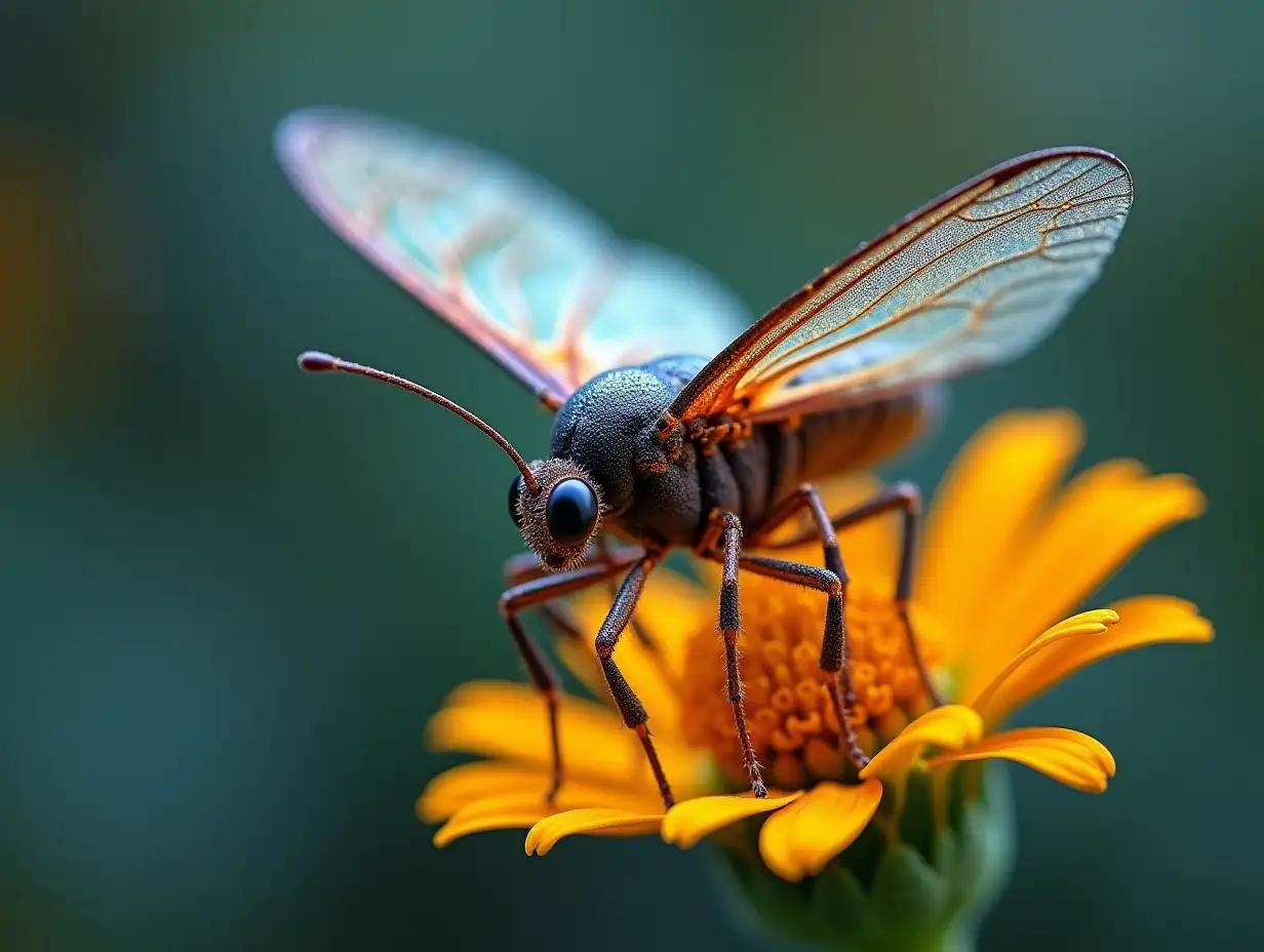 Microscopic View of a Digital FlowerPollinating Robot Butterfly