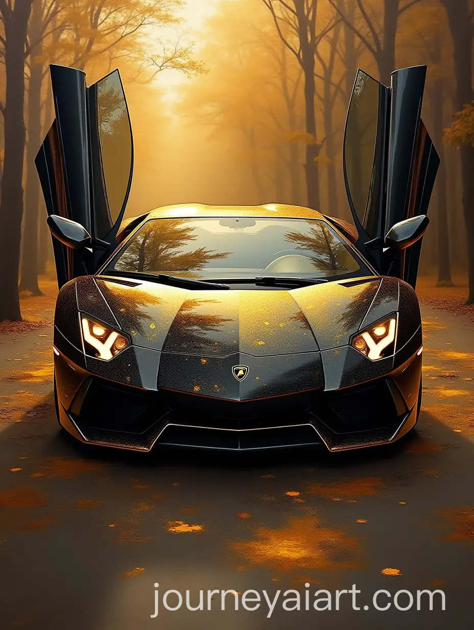 Beautiful-Golden-Lamborghini-Aventador-Painting-with-Smooth-Lines-and-Gold-Gilding