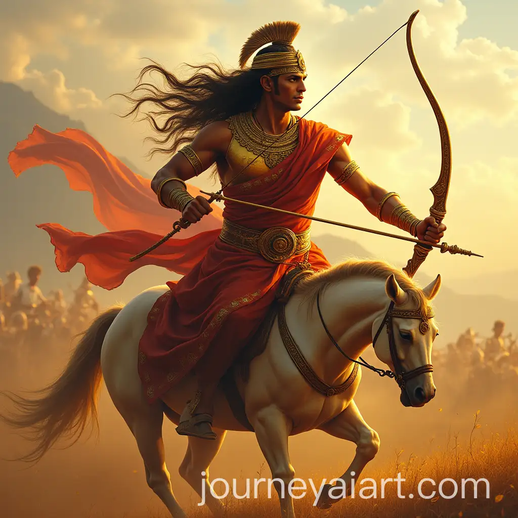 Arjuna-in-Battle-with-Golden-Bow-Heroic-Warrior-on-the-Battlefield
