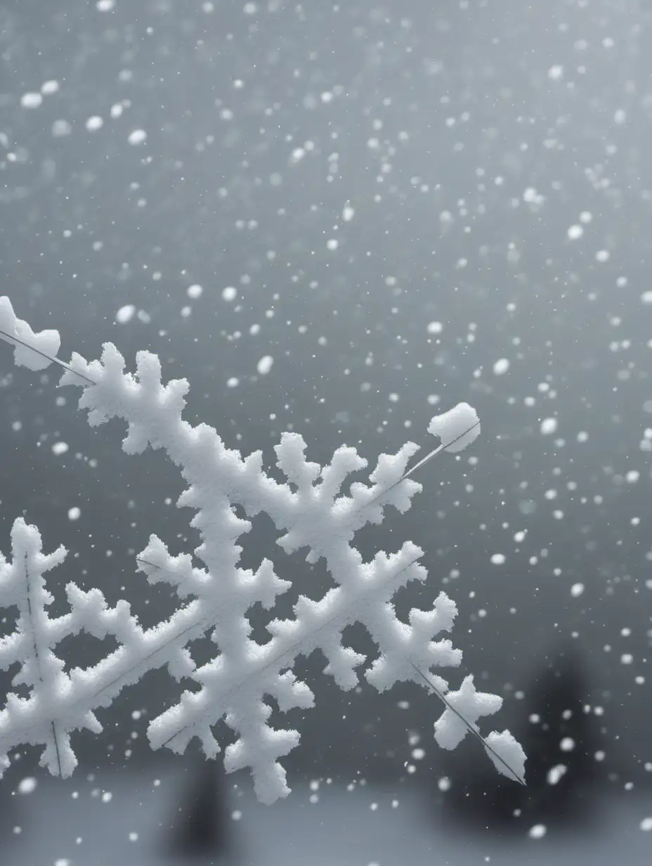 Closeup of Delicate Snowflakes Gracefully Descending