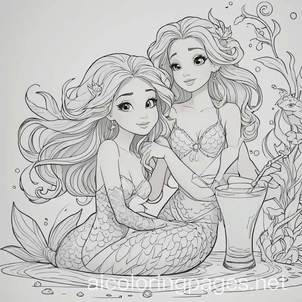 Mermaids-in-a-Cocktail-Lounge-Coloring-Page