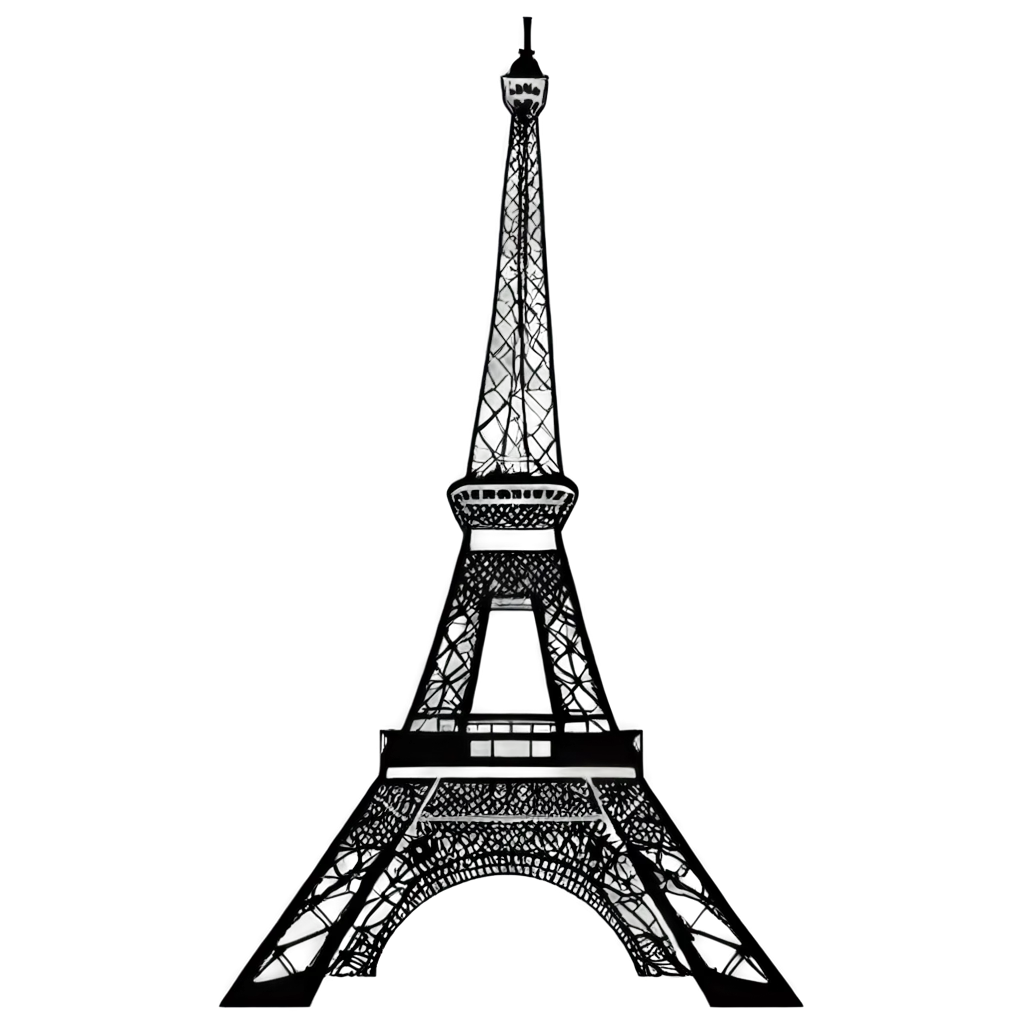 Eiffel-Tower-in-Black-and-White-PNG-Image-for-Versatile-Use