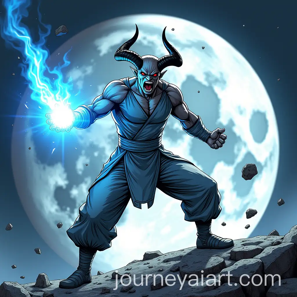 Manga-Style-Superhero-with-Curved-Horns-Shooting-Blue-Beam-on-the-Moon