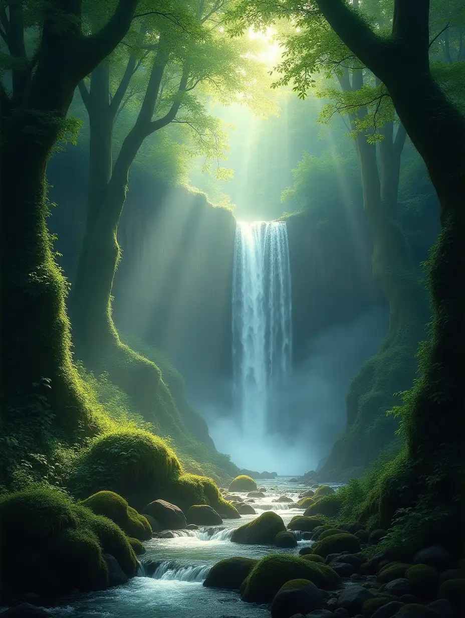 The enchanting melody 'May it Be' by Enya, from the movie 'Lord of the Rings' evokes a mysterious and magical atmosphere. The song's gentle tune touches on themes of journey and hope. Imagine a mystical forest scene depicted in a vivid painting: lush greenery, shimmering waterfalls, and ethereal rays of sunlight filtering through the dense canopy. The composition captures the essence of a captivating and immersive fantasy world, blending enchantment with tranquility in a truly mesmerizing way.