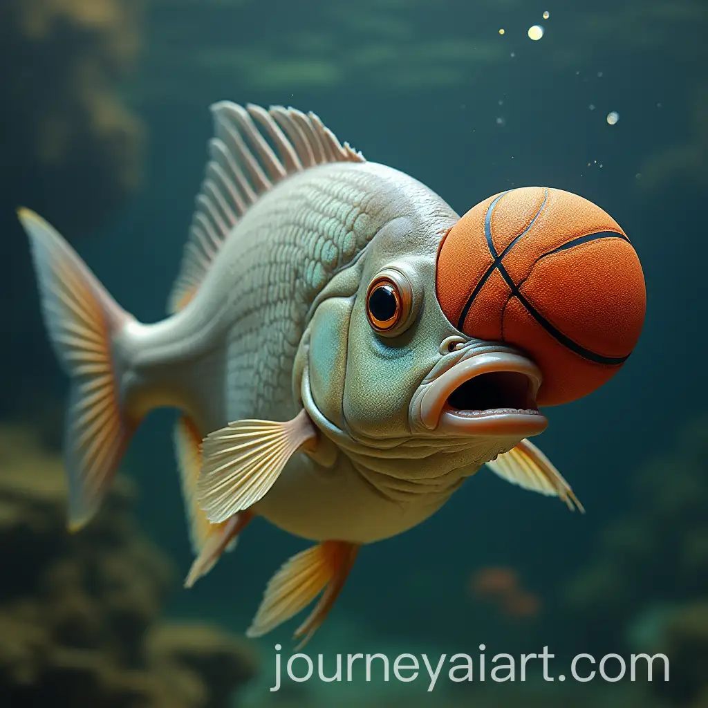 Playful-Fish-Balancing-Basketball-on-Its-Nose