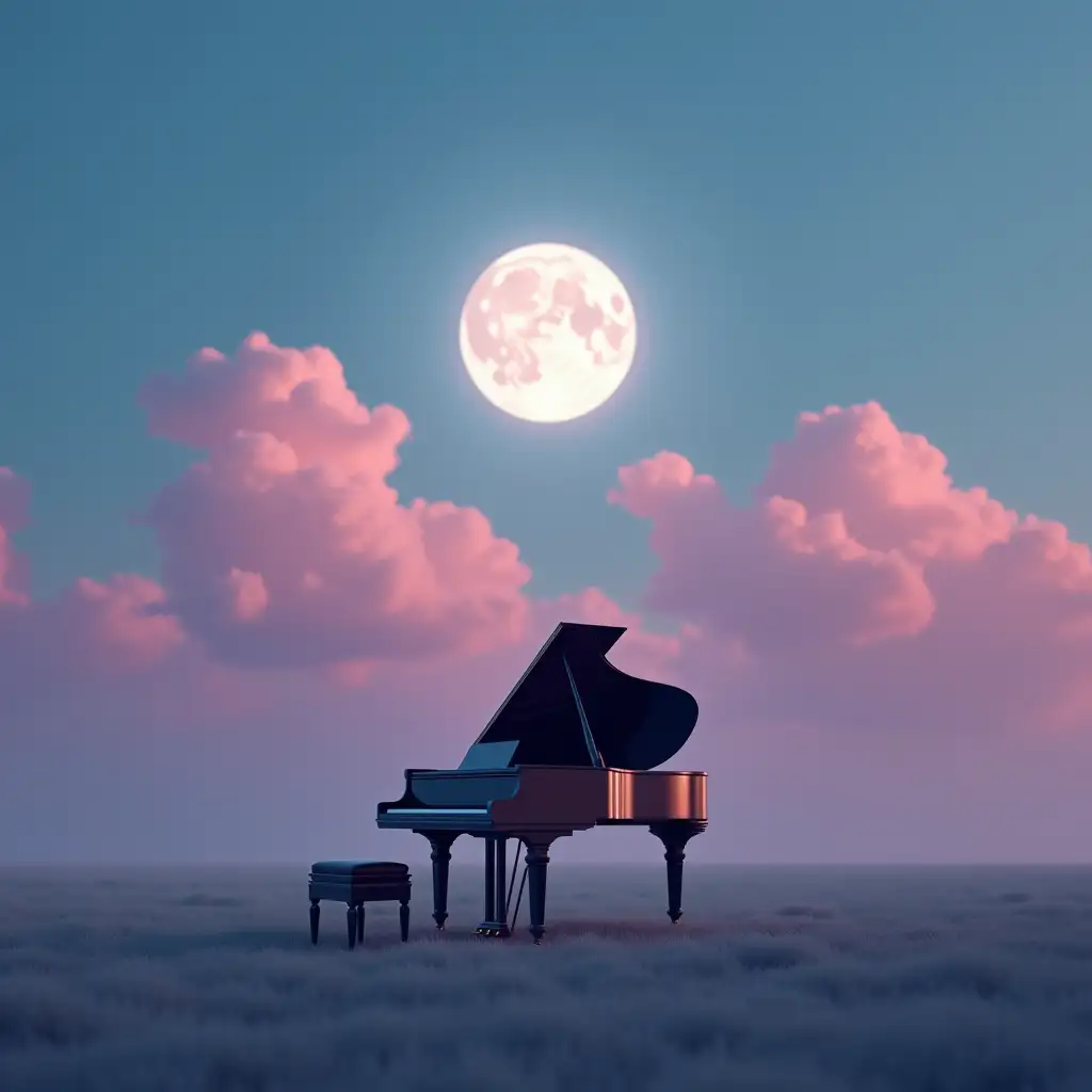 Serene-Twilight-Scene-with-Grand-Piano-Under-Full-Moon