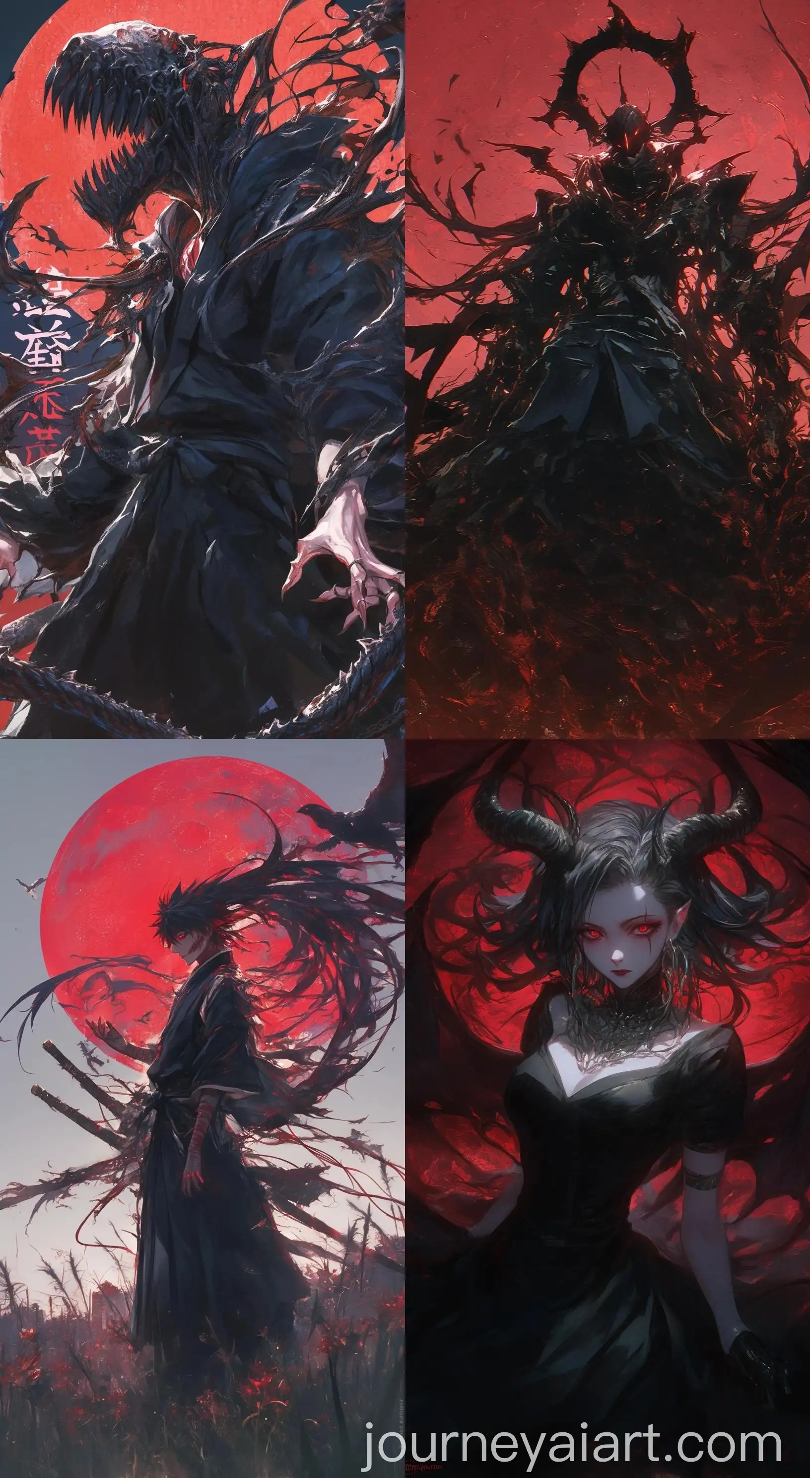Surrealistic-Portrait-of-Ichigo-in-Mugetsu-Form-with-Japanese-Characters