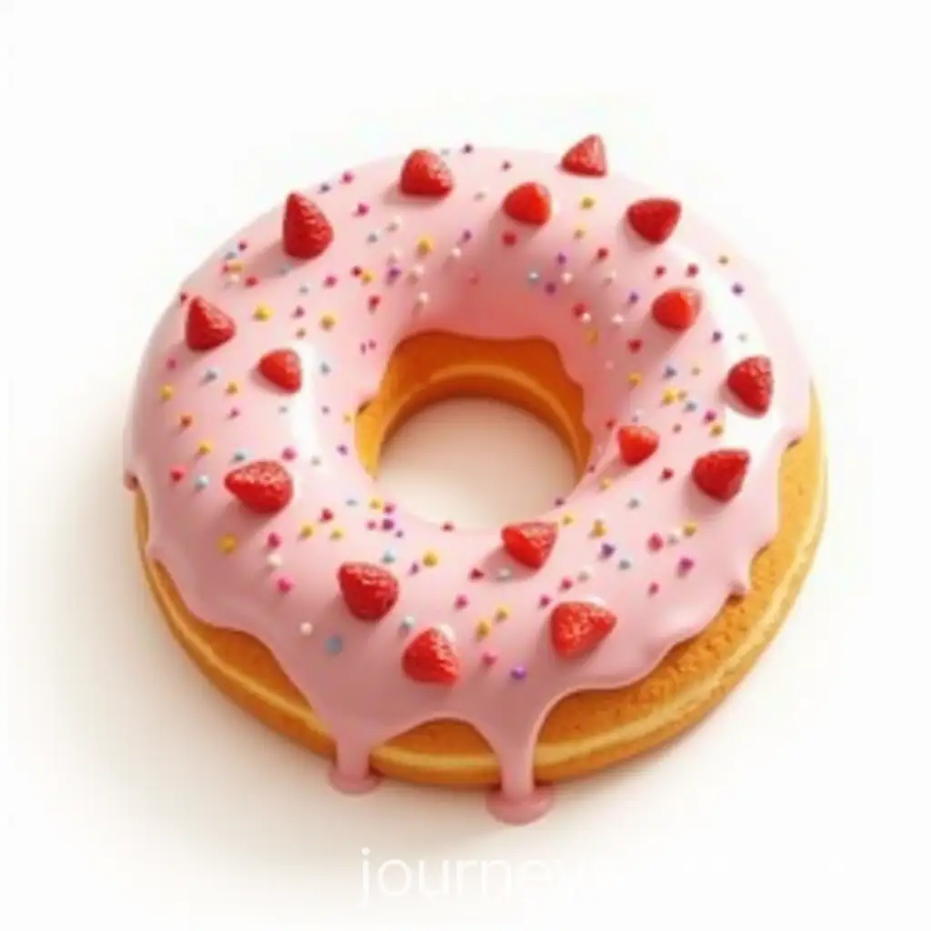 Large-Creative-Donut-with-Glaze-and-Fresh-Strawberries-on-White-Background