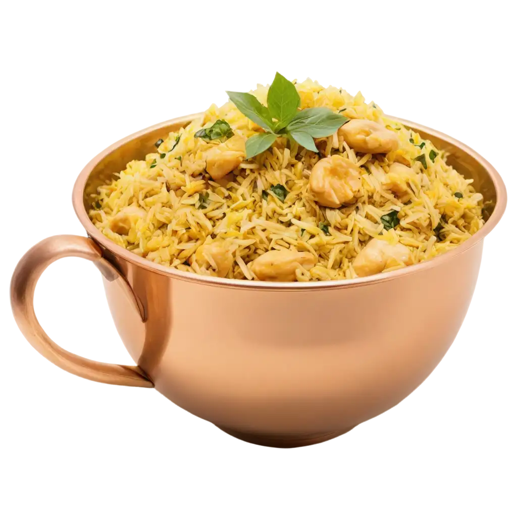 HighResolution-PNG-of-Steaming-Chicken-Biryani-in-Traditional-Copper-Handi-with-Garnishes