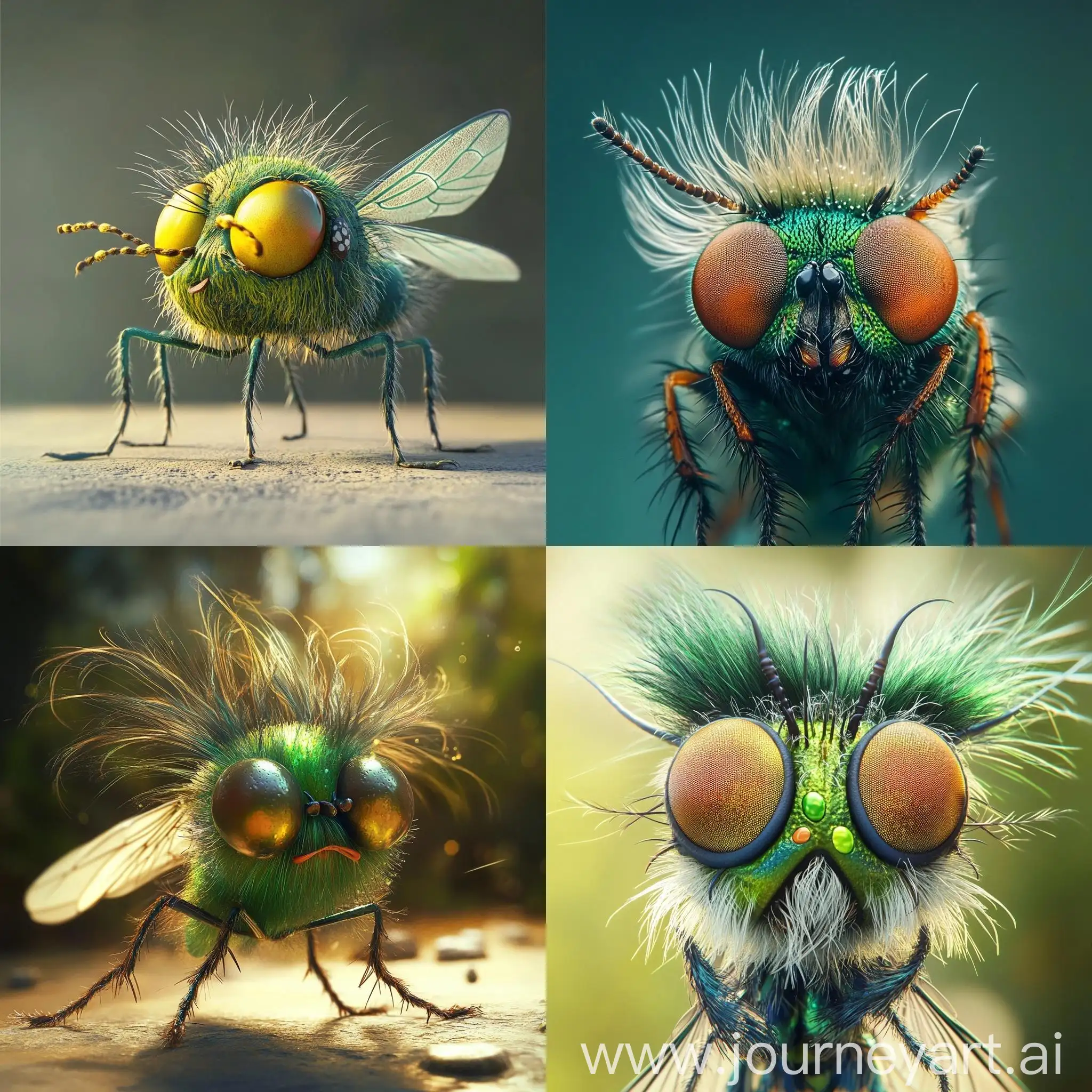 Colorful-Funny-Green-Fly-with-Long-Beautiful-Hair