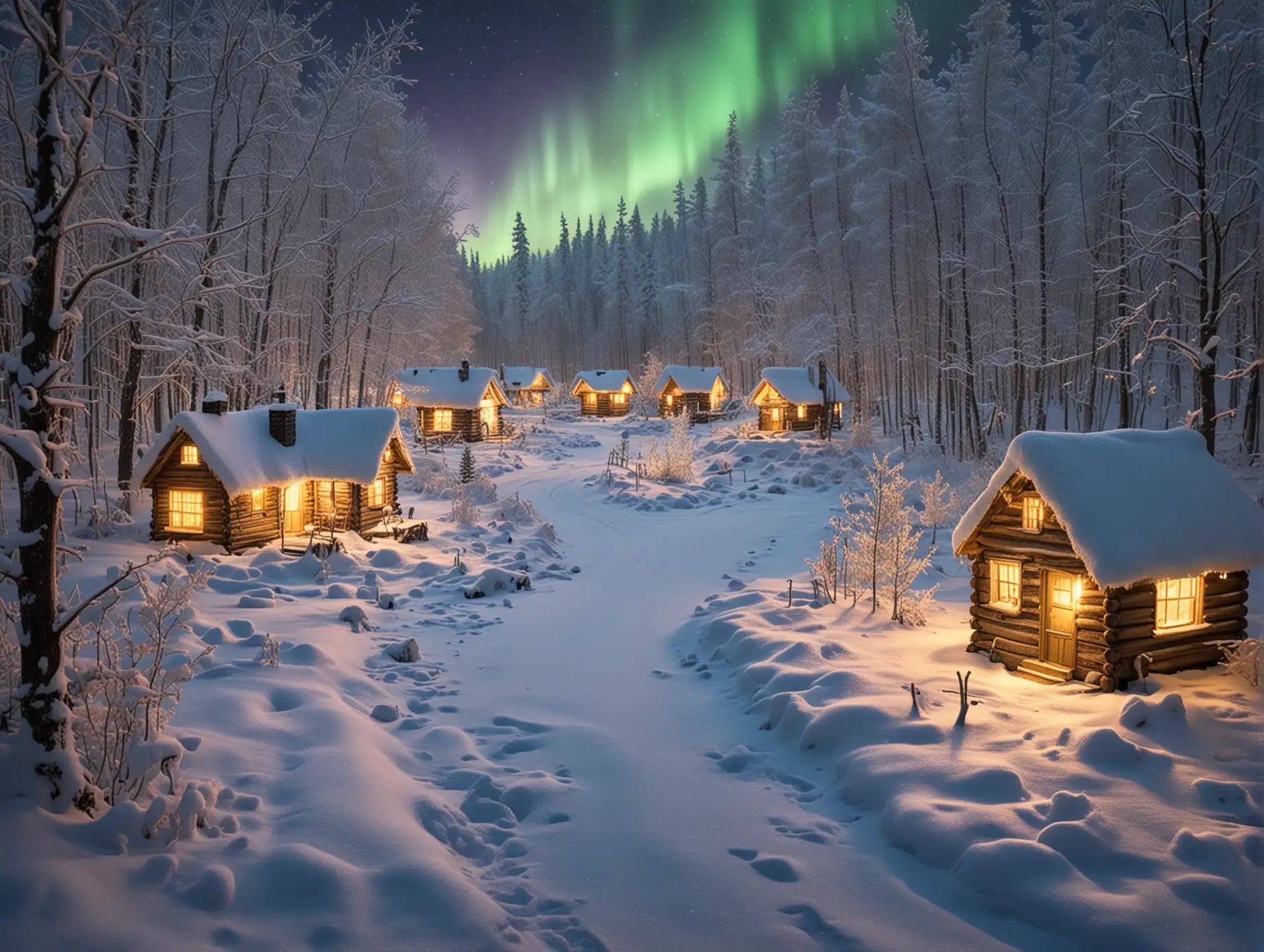 Magical-Winter-Night-with-Gnome-Village-and-Glowing-Fairies