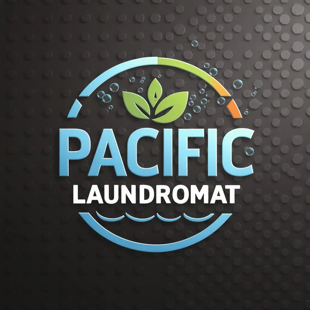 LOGO Design For Pacific Laundromat Fresh and Clean with Water Bubble Theme