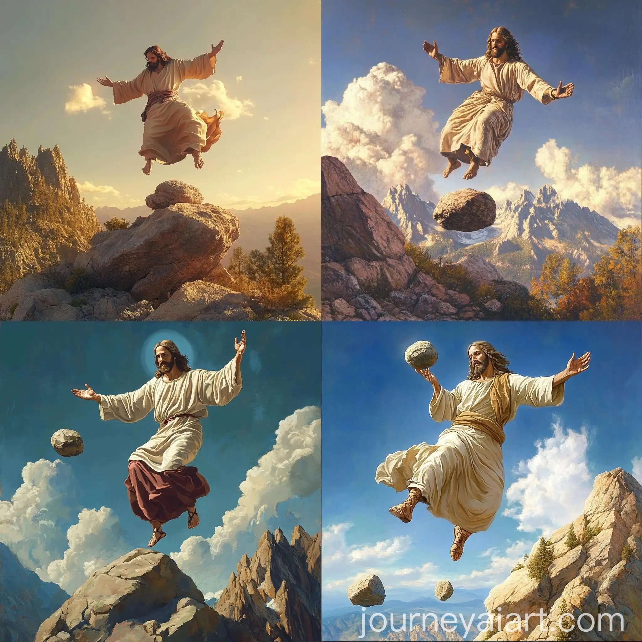 Jesus-Christ-Skipping-a-Rock-on-a-Mountain-High-in-the-Sky