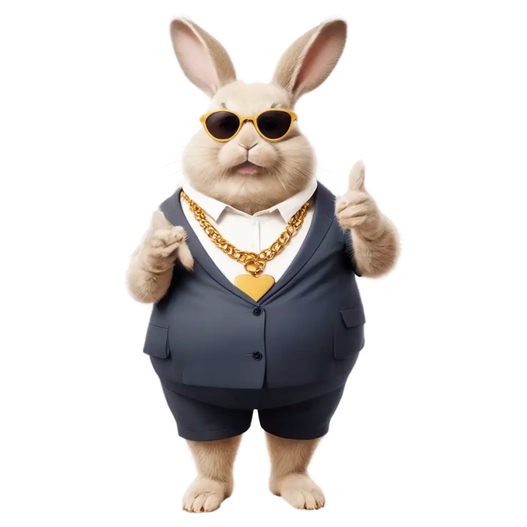 HighResolution-Photorealistic-PNG-Image-of-a-Serious-Fat-Rabbit-in-Sunglasses-and-Necklace-Making-Peace-Sign