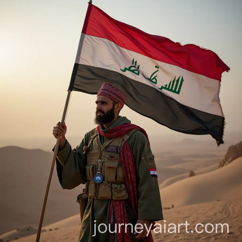 Ereen-Yighr-Carrying-the-Iraq-Flag-in-a-Bold-Display-of-Patriotism