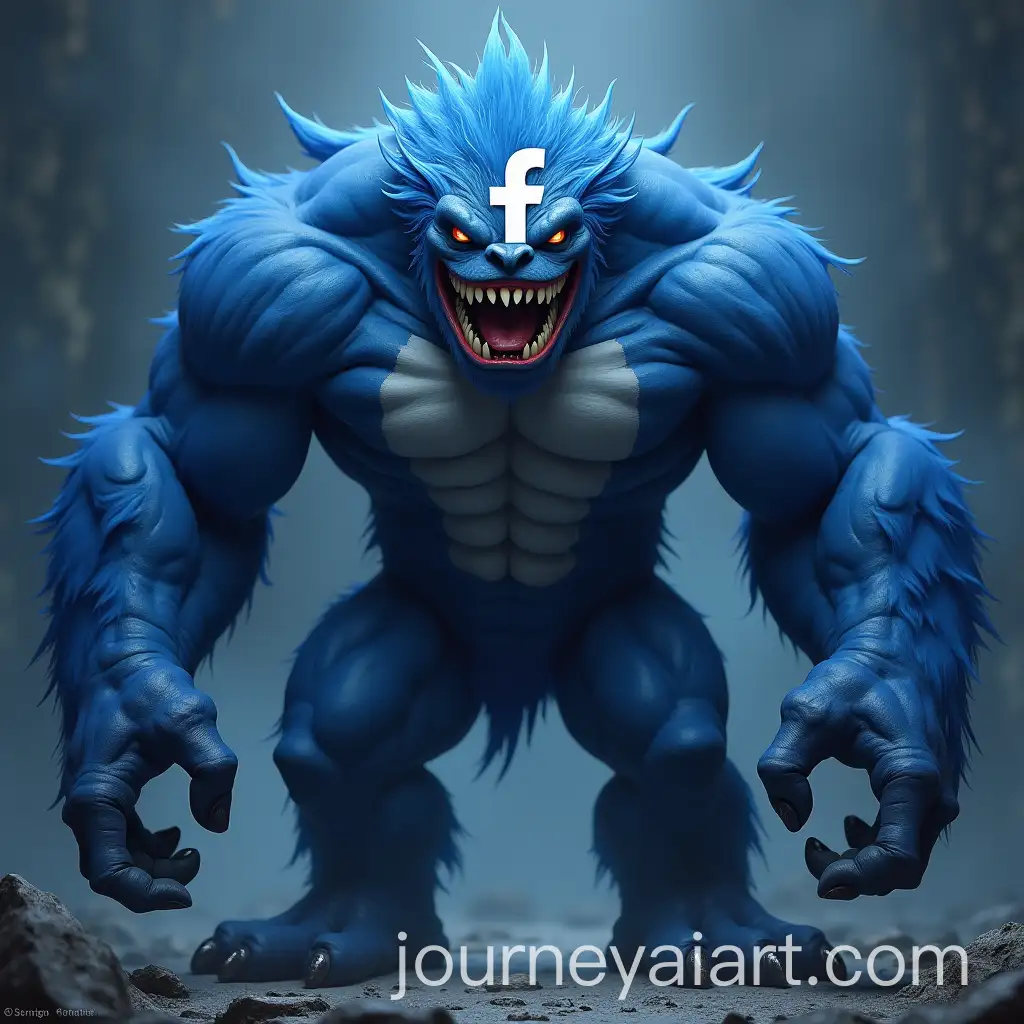 Massive-Muscular-Creature-with-Blue-and-White-Colors-and-Facebook-Logo-Eyes