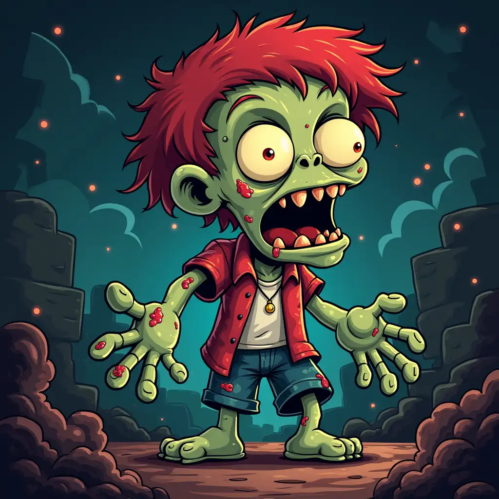 CartoonAI-Art-Prompt-Expansion-Zombie-Mob-with-Creepy-Attire-and-Spooky-Atmosphere