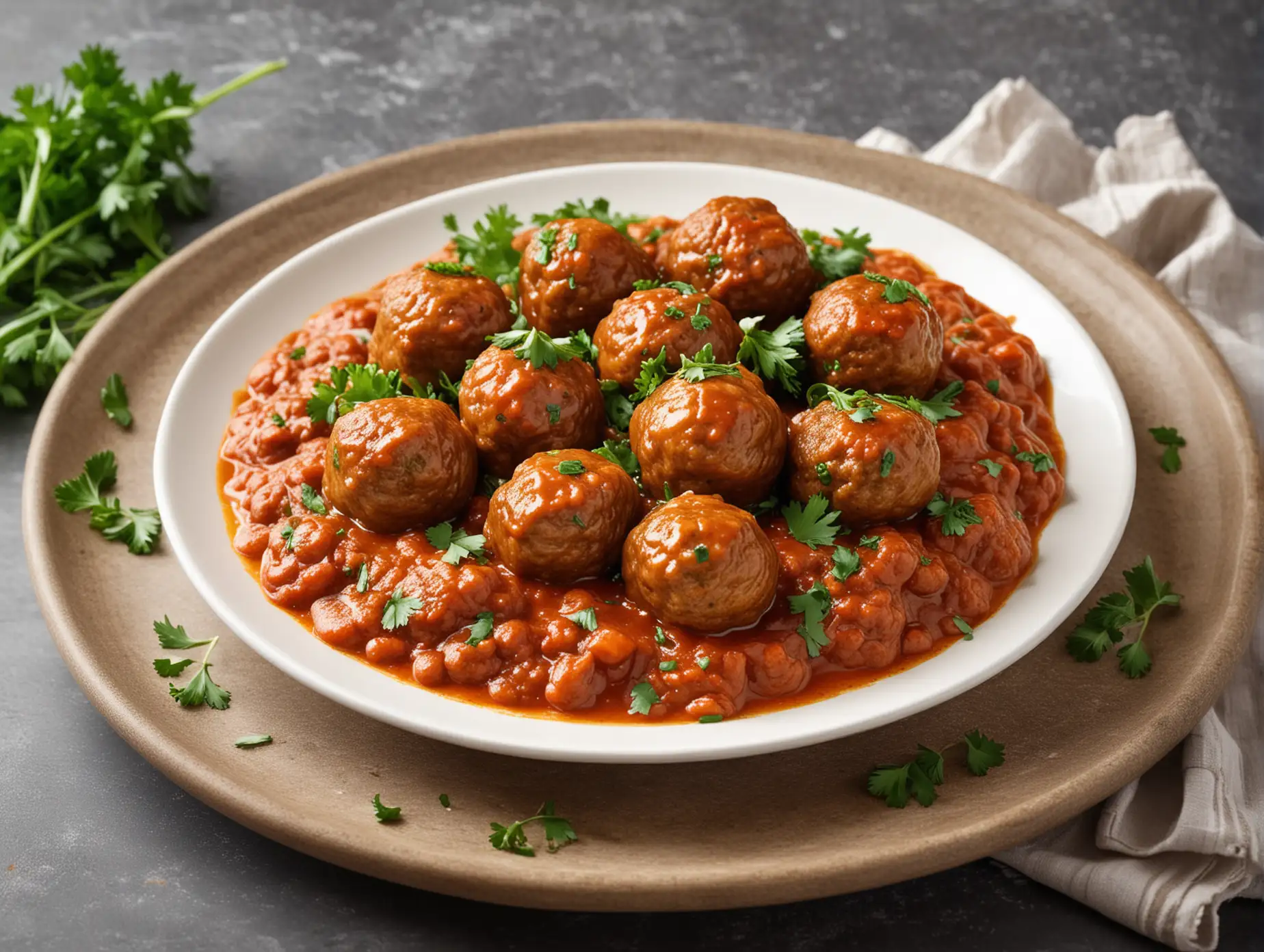 GoldenBrown-Meatballs-in-Rich-Tomato-Sauce-with-Fresh-Parsley-Garnish