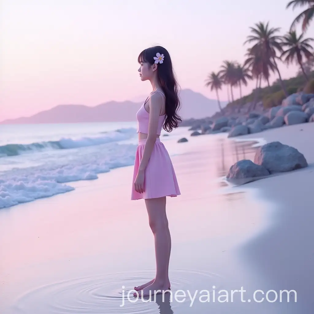 YoungAI-Image-Prompt-Expansion-Asian-Girl-on-Futuristic-Beach-at-Sunset