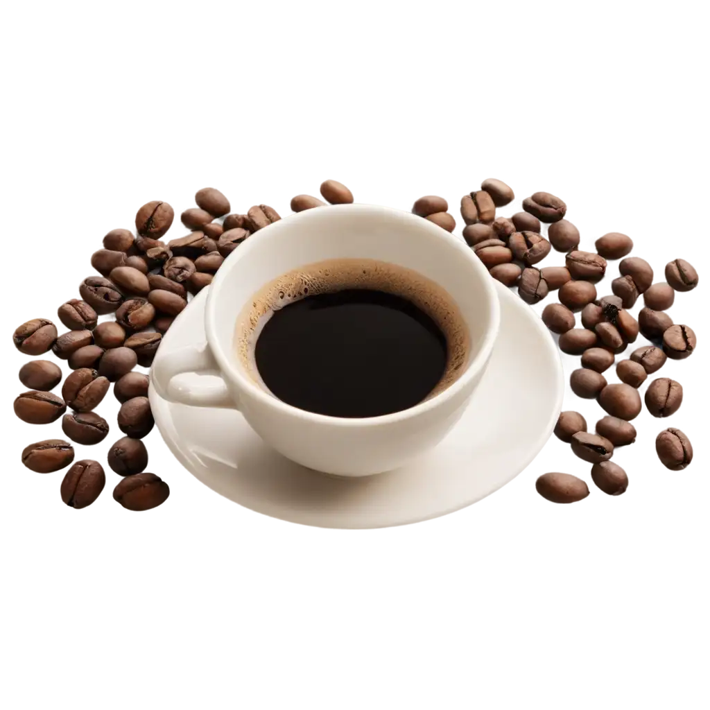 A-Stunning-PNG-Image-of-a-Cup-of-Hot-Coffee-with-Arabica-Coffee-Beans