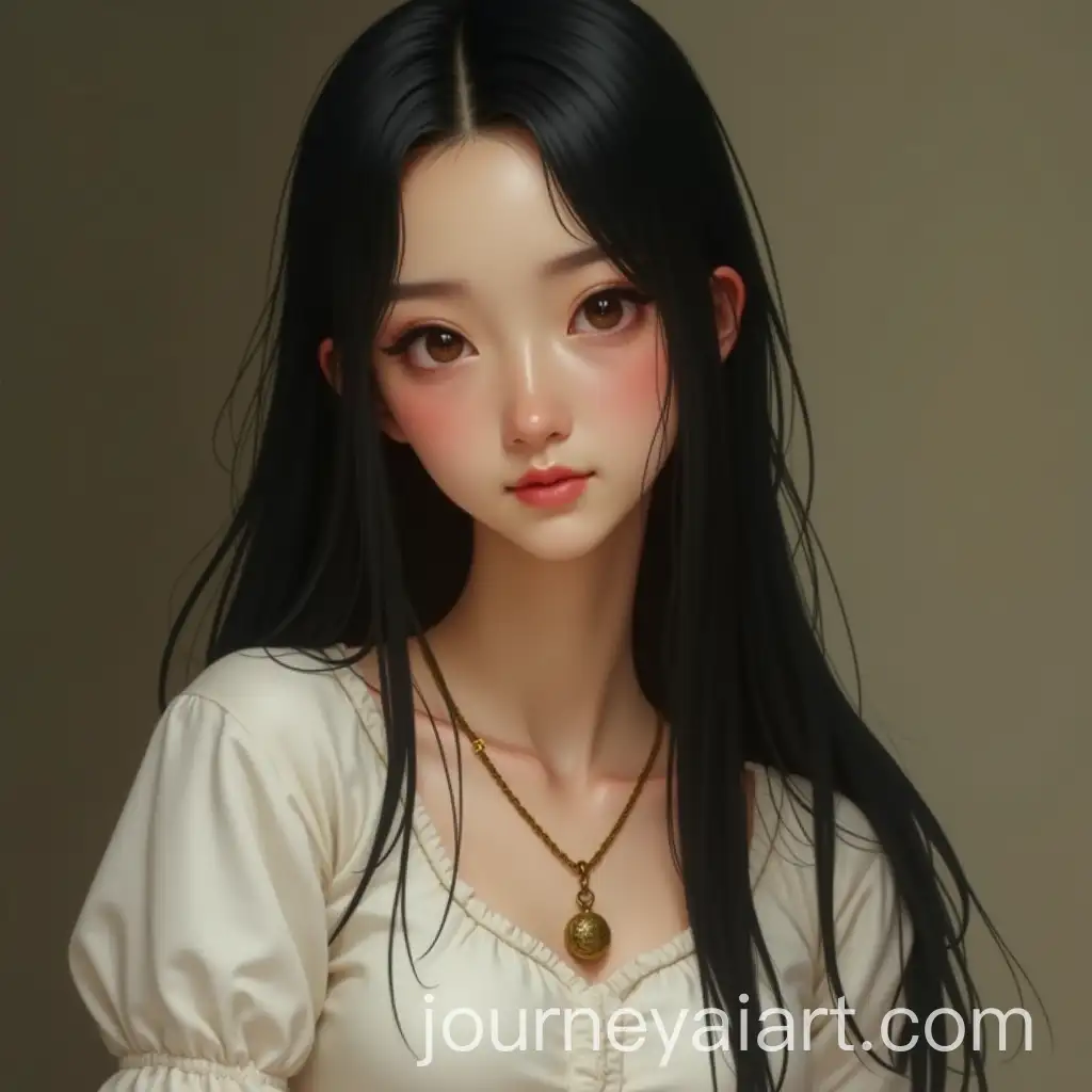 16th-Century-Young-Farmer-with-Chinese-and-Russian-Heritage-in-Simple-White-Dress
