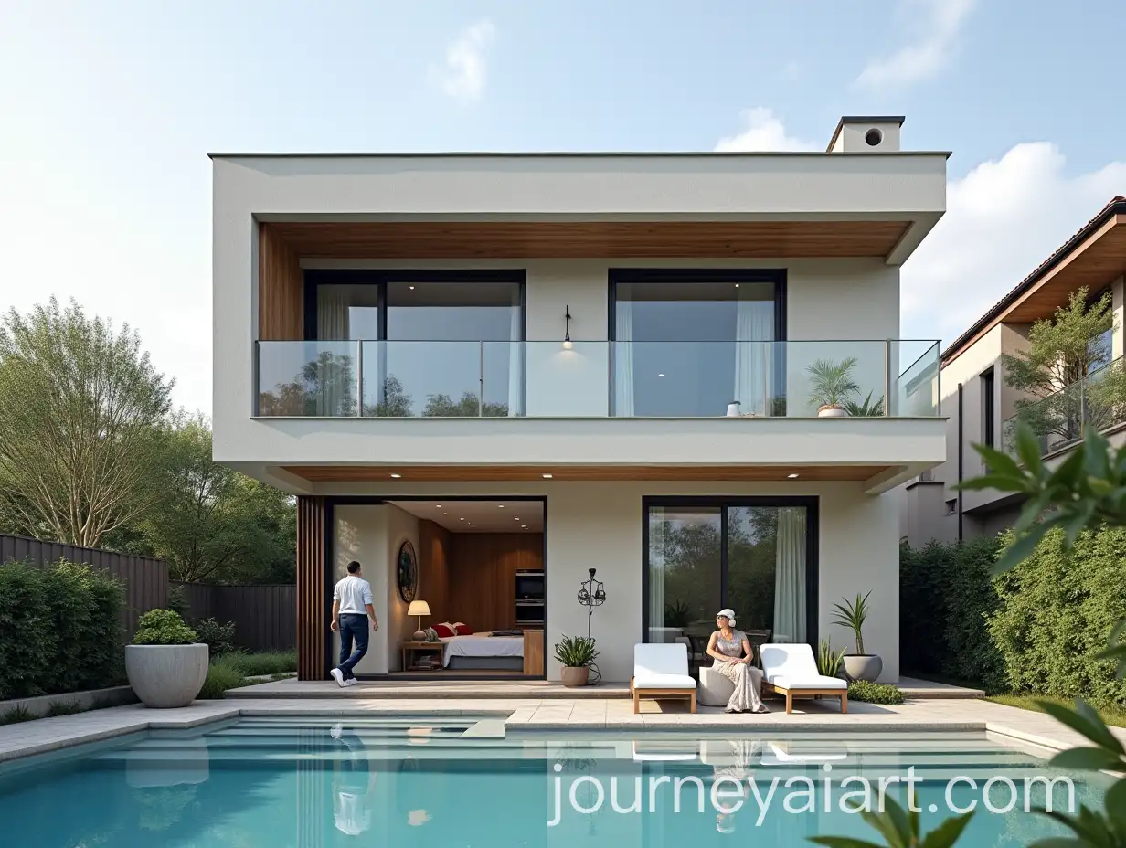 Modern-TwoStory-House-with-Pool-and-Couple-Outdoors