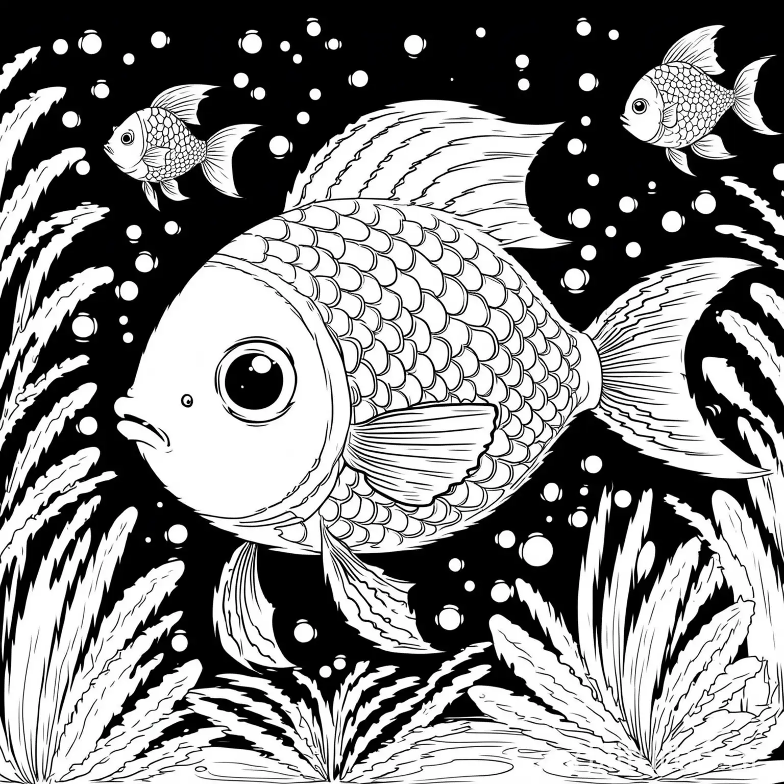 cute fish for a coloring book for children