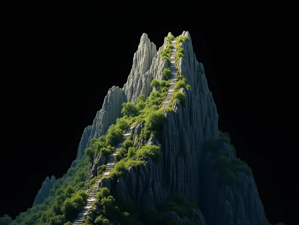 Stunning-Side-View-of-a-Rugged-Mountain-with-Winding-Path-to-the-Peak