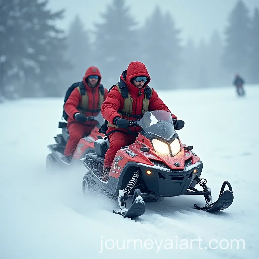 Ronaldo-and-Messi-on-Snowmobile-Adventure-in-Winter-Jackets