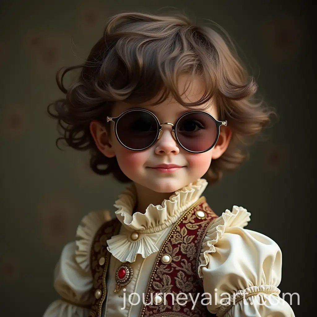 Tousled-Boy-in-BaroqueStyle-Clothing-with-Large-Round-Sunglasses