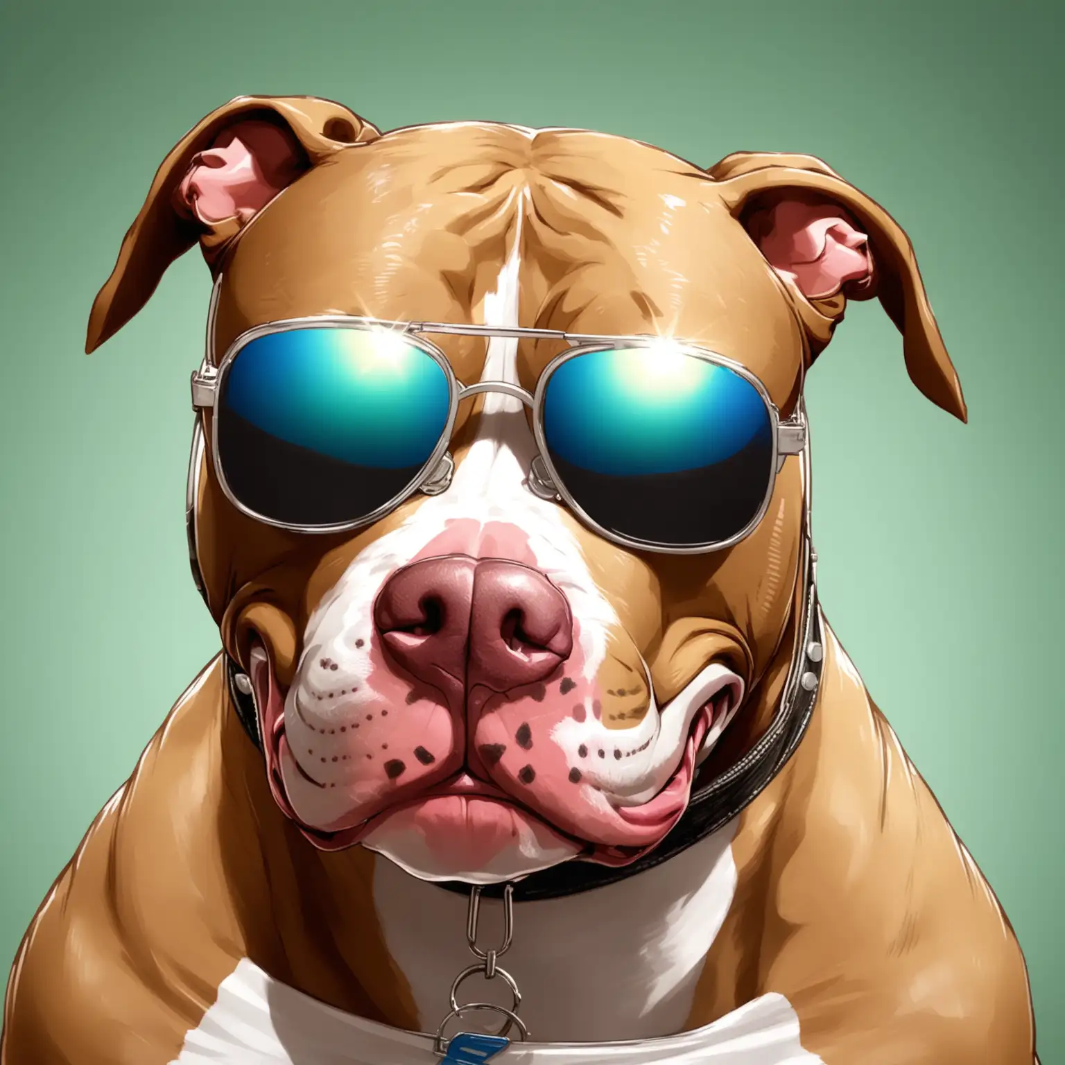 Online pit bull wearing sunglasses