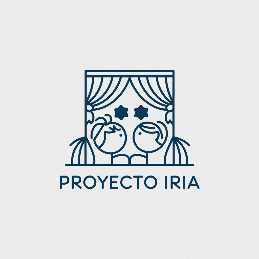 LOGO Design for Proyecto IRIA Minimalistic Vector Design with Two Bald Children Theater Theme