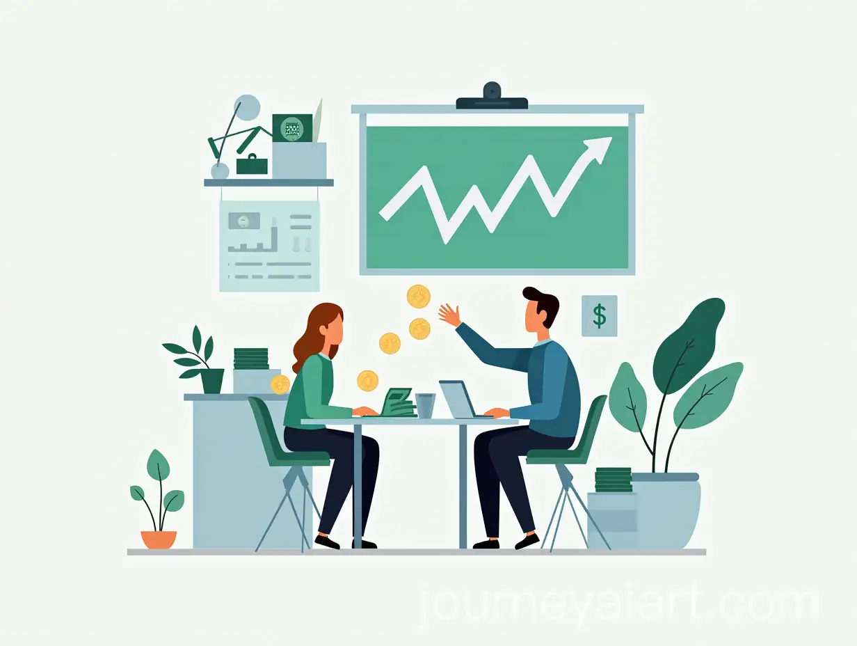 Minimalist-2D-Illustration-of-Office-WorkersAI-Art-Prompt-Expansion-Analyzing-Finances-with-Charts-and-Stock-Exchange-Data