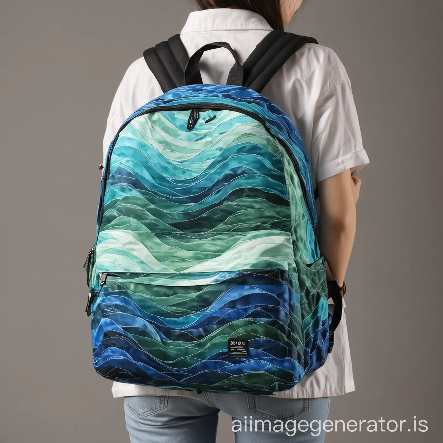 MultiLayer-Blue-and-Green-Wave-Color-Backpack