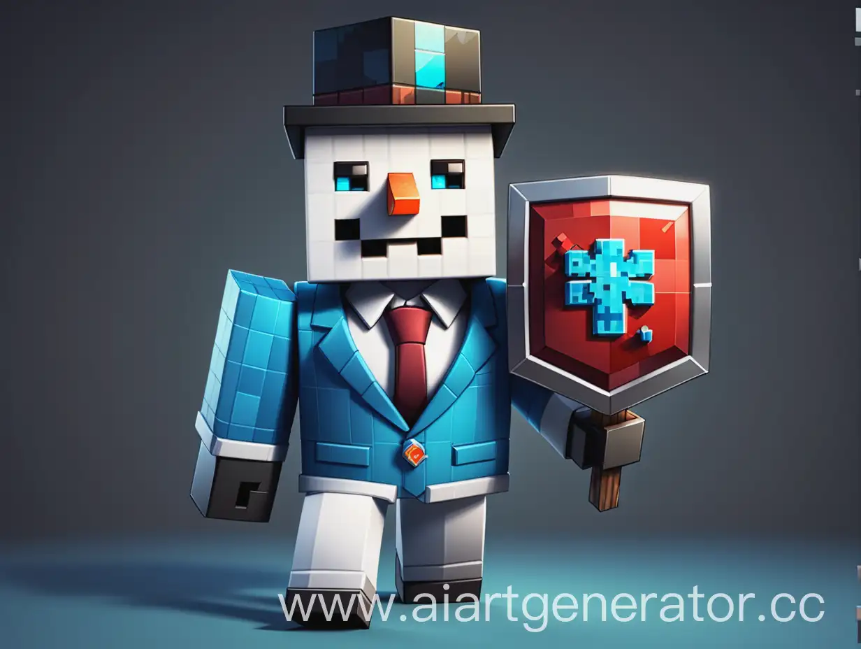 Snowman-in-Classic-Suit-Holding-MineShield-Icon