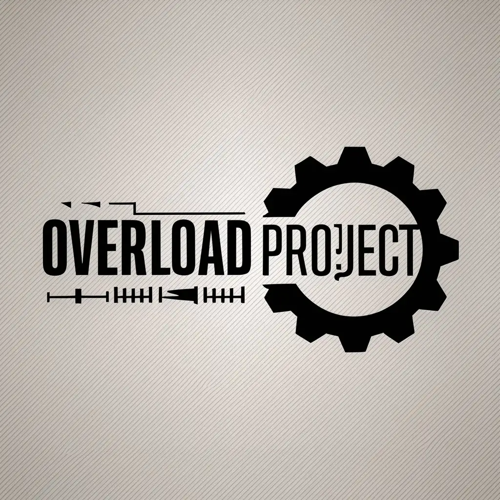 a vector logo design,with the text "Overload Project", main symbol:To the right, a circular background transitioning into a gear,Moderate,be used in Internet industry,clear background