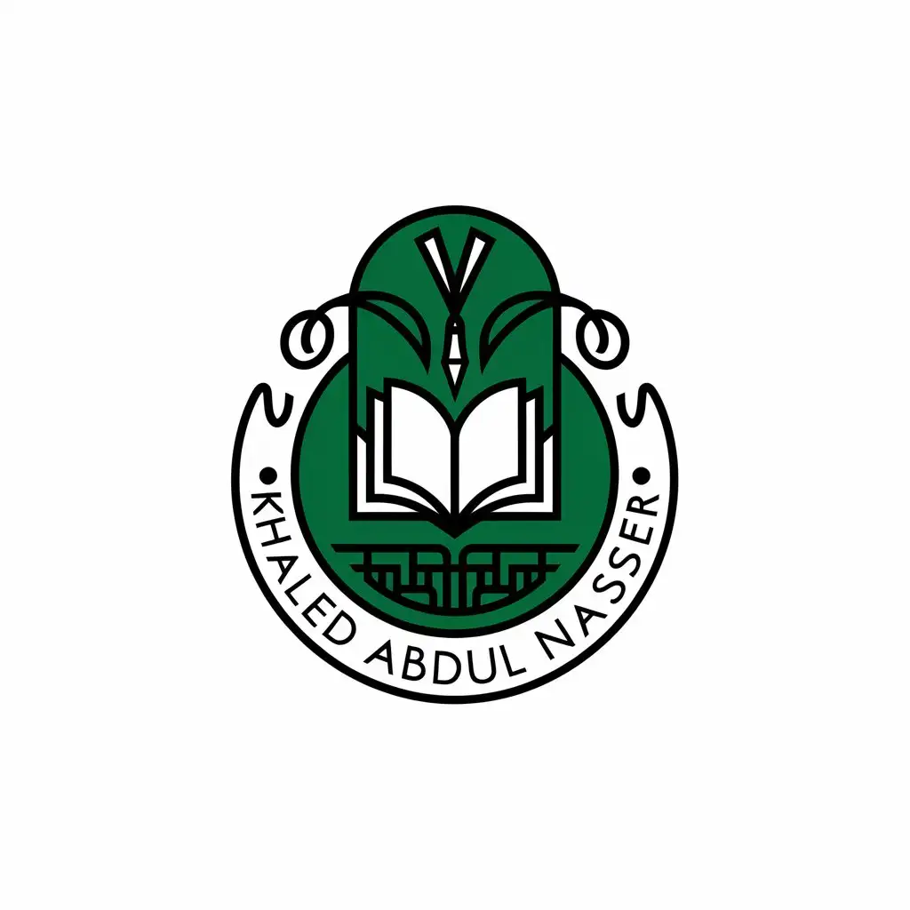 LOGO Design For Khaled Abdul Nasser Educational Theme with Book Pen and Institution Symbolism