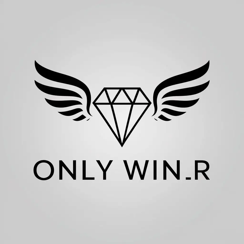 LOGO Design For Only Winr Diamond with Wings on Black Background