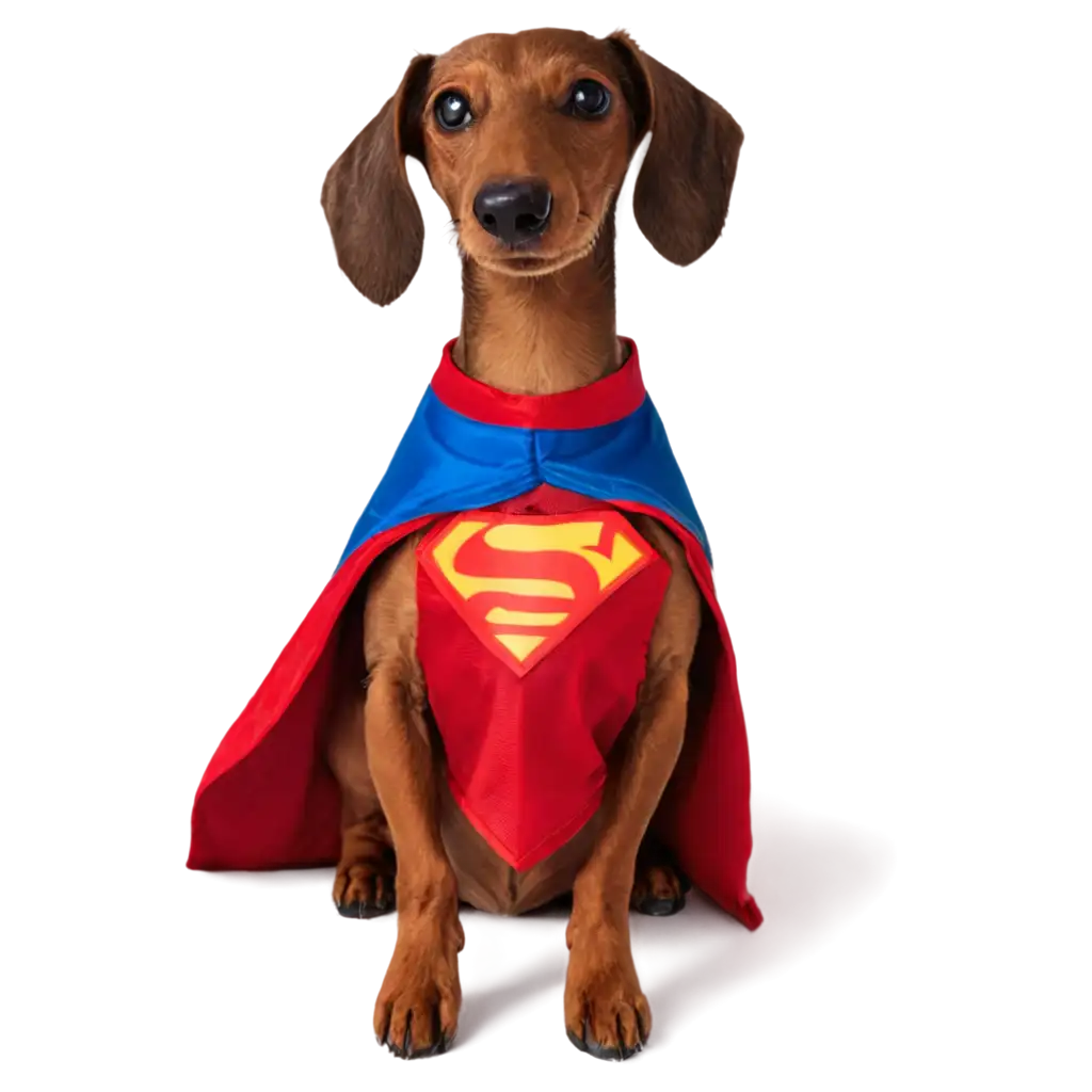 PNG-Image-of-a-Dachshund-with-a-Superman-Cape-Enhance-Your-Design-with-Clarity-and-Detail