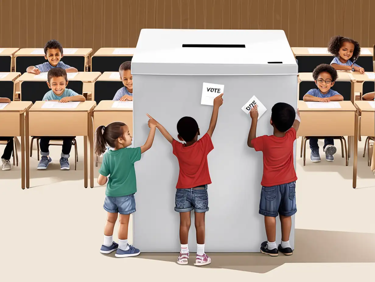 Children Voting at Ballot Box