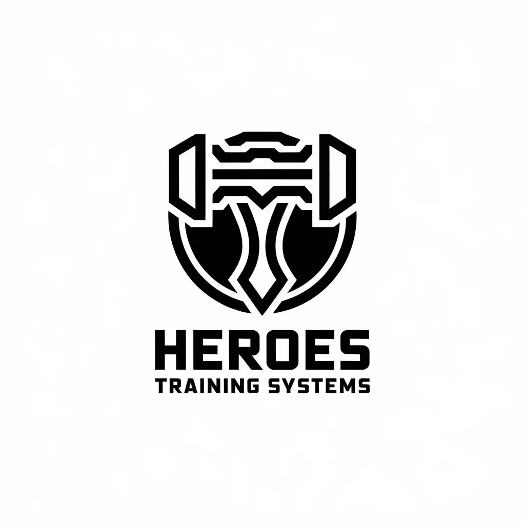 LOGO Design for Heroes Training Systems Black White Thor Hammer in a Circle for Sports Fitness