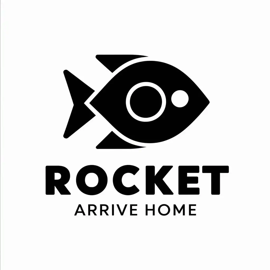 a vector logo design,with the text "rocket arrive home", main symbol:rocket,fish,Minimalistic,be used in Retail industry,clear background