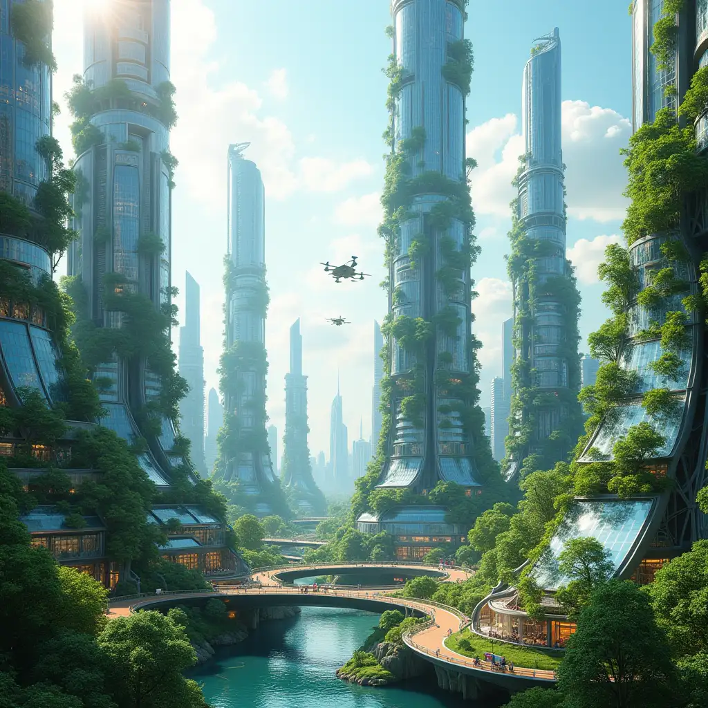 Futuristic-EcoFriendly-Smart-City-in-2050-with-Flying-Cars-and-Green-Skyscrapers