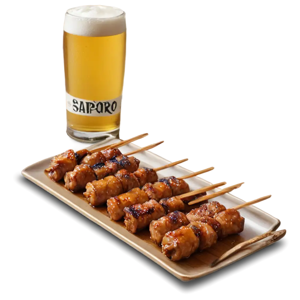 yakitori with sapporo beer