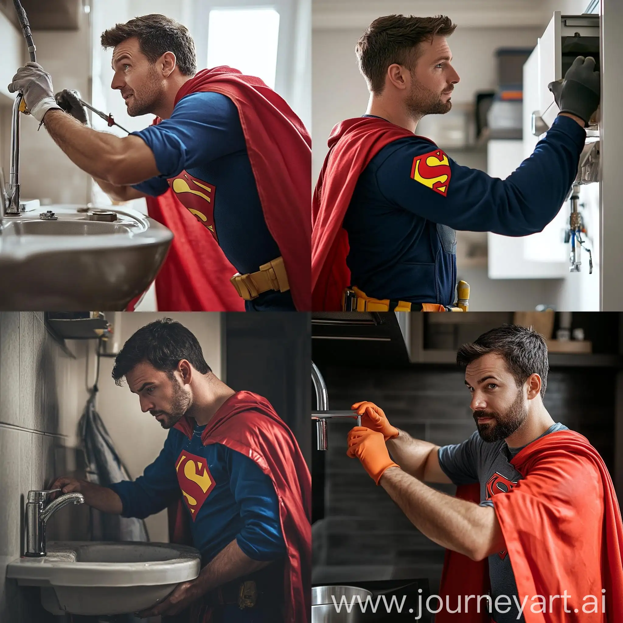 Superman-Caped-Repair-Operative-Fixing-Sink