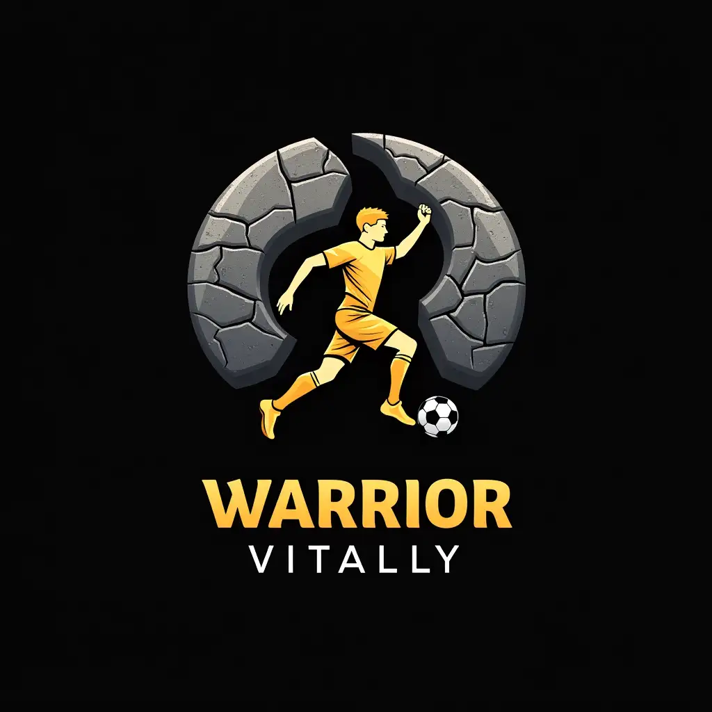 Bold-Logo-Design-Featuring-Energetic-Soccer-Player-in-Action-with-Golden-Sports-Uniform