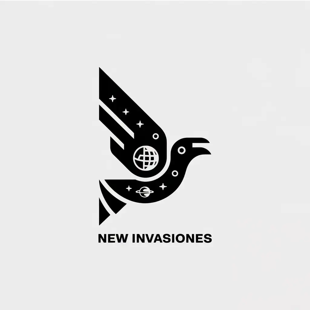 LOGO-Design-For-New-Invasiones-Minimalistic-Bird-and-Space-World-Theme